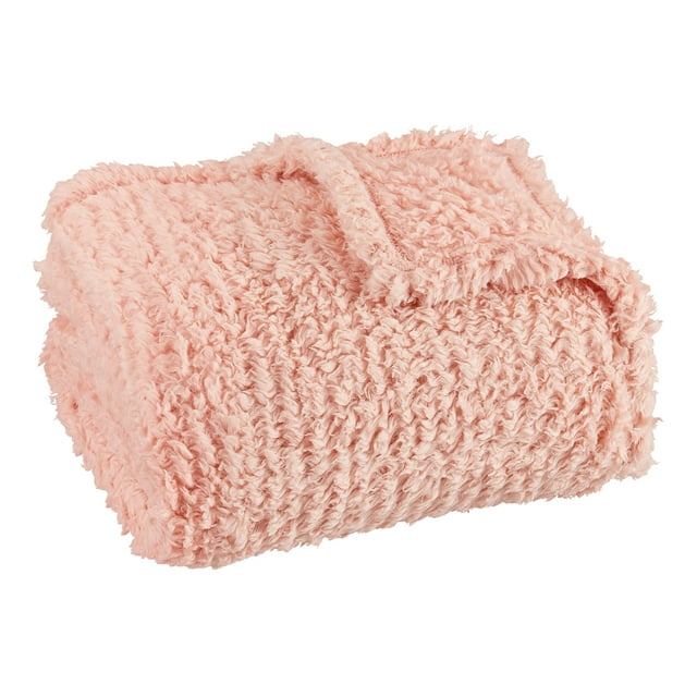Mainstays Sherpa Throw Blanket, Pink, Standard Throw