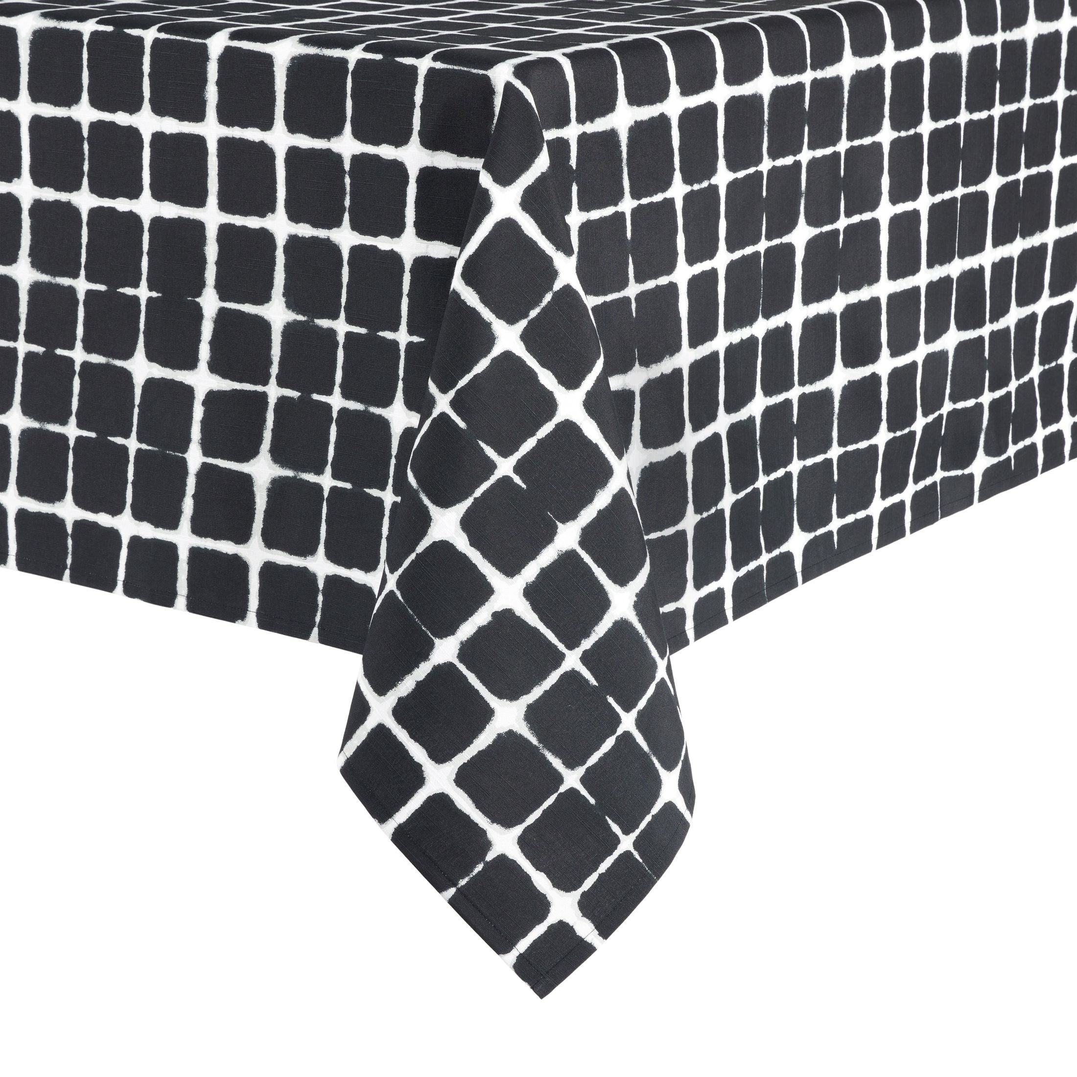 Mainstays Shibori Fabric Tablecloth, Black, 60"W x 102"L, 1 Piece