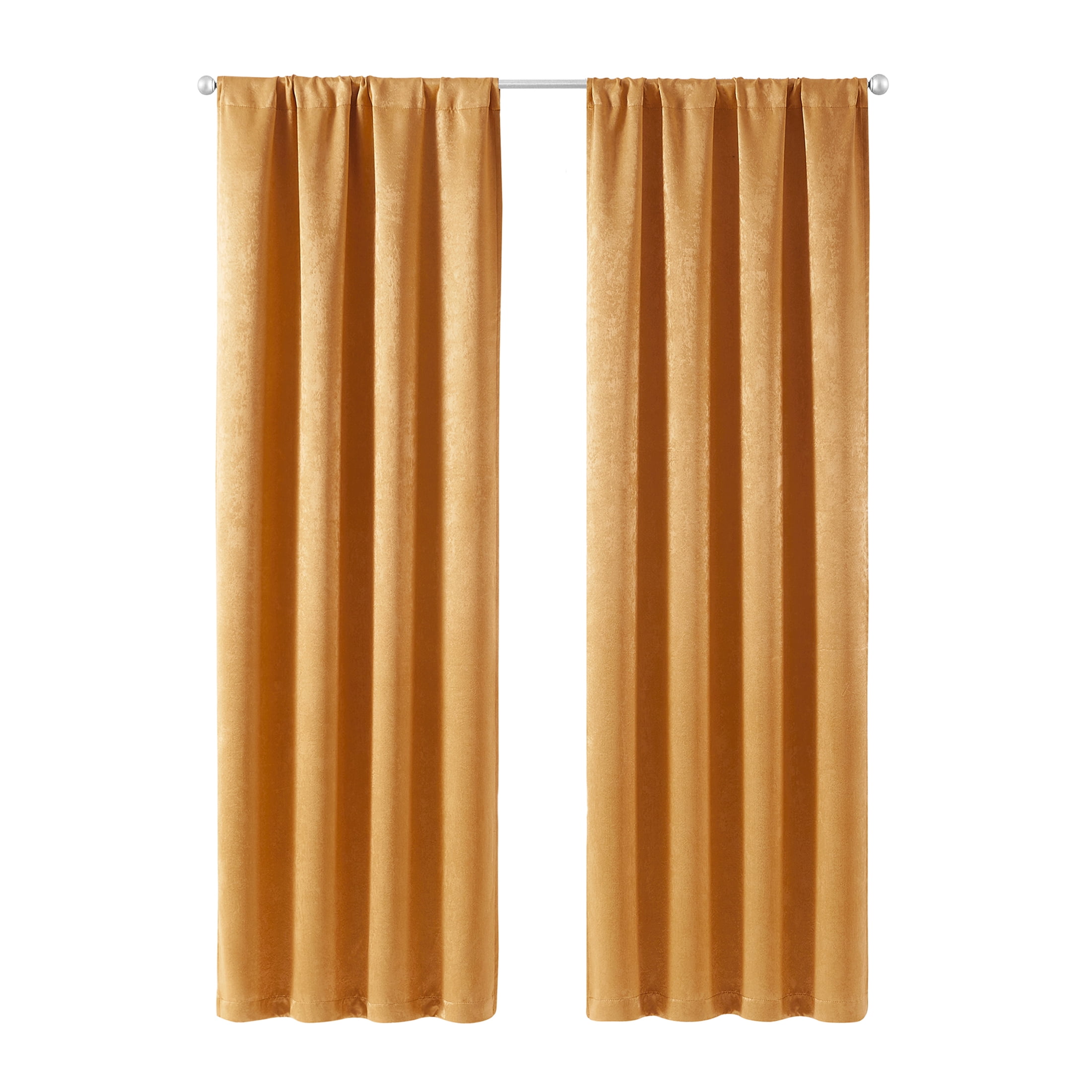 Mainstays Shimmer Rod Pocket 99% Blackout Curtain Set, 2 Panels, Gold, 37 in W x 108 in L