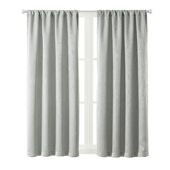 Mainstays Shimmer Rod Pocket 99% Blackout Curtains, Set of 2, Gray, 37" W x 54" L