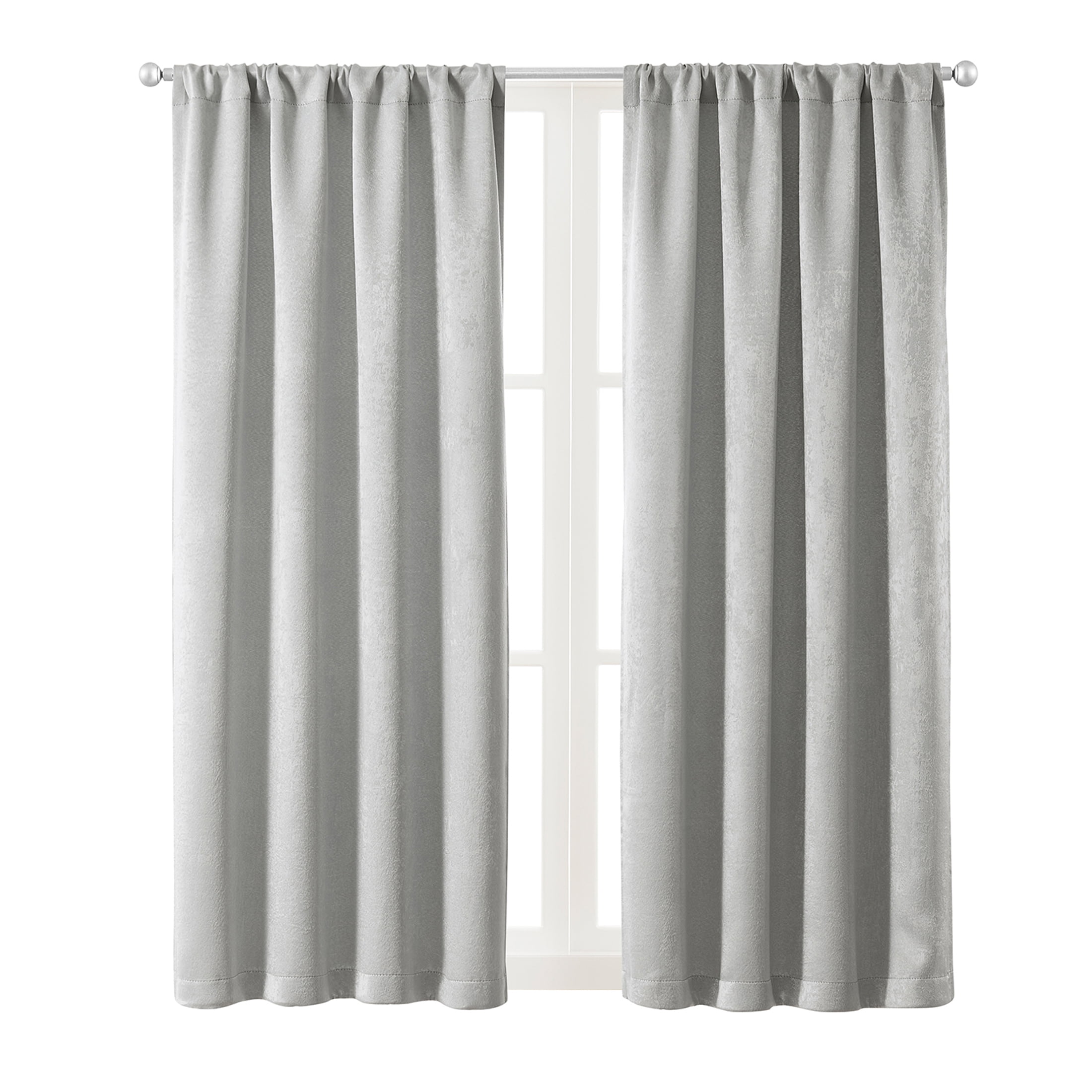 Mainstays Shimmer Rod Pocket 99% Blackout Curtains, Set of 2, Soft Silver, 37" W x 63" L