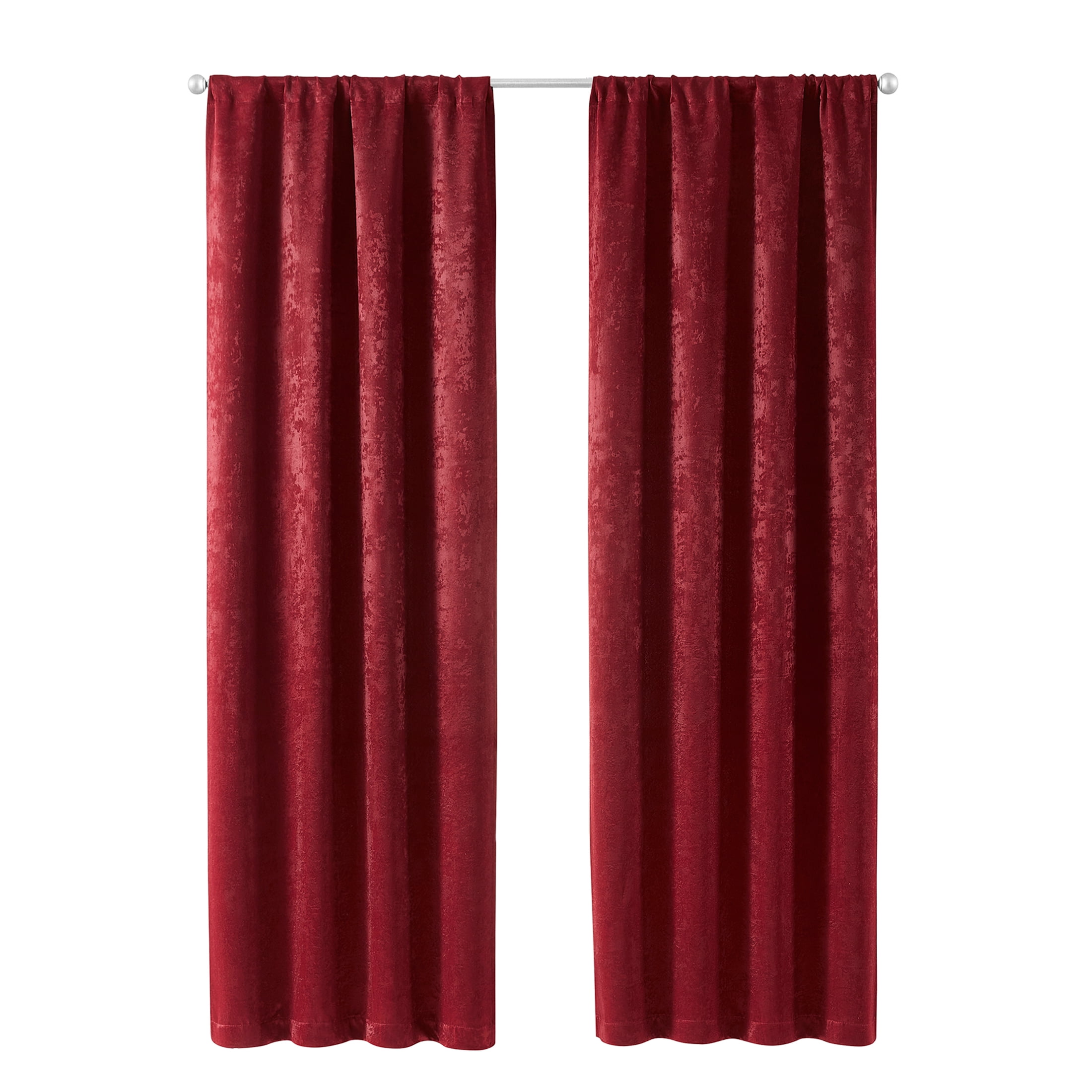 Mainstays Shimmer Rod Pocket 99% Blackout Curtains, Set of 2, Luscious Merlot, 37" W x 95" L