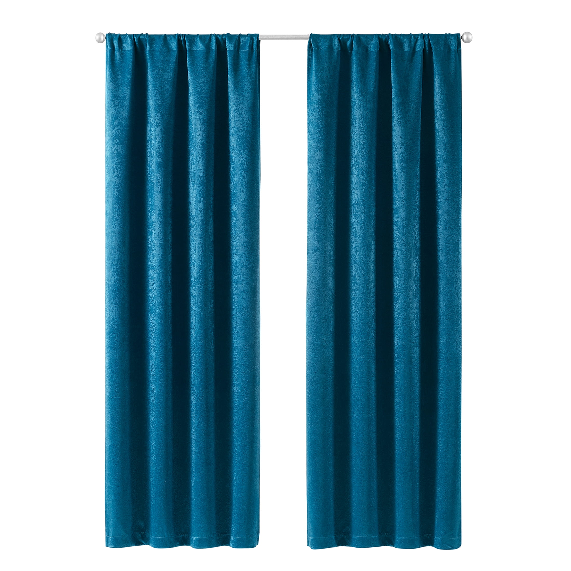 Mainstays Shimmer Rod Pocket Blackout Curtains, Set of 2, Teal, 37" W x 108" L