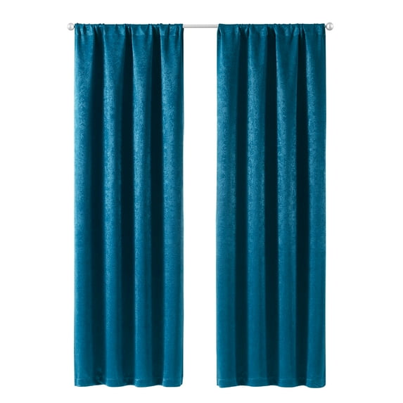 Mainstays Shimmer Rod Pocket 99% Blackout Curtains, Set of 2, Teal, 37" W x 108" L