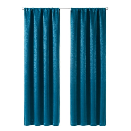 Mainstays Shimmer Rod Pocket 99% Blackout Curtains, Set of 2, Teal, 37" W x 95" L