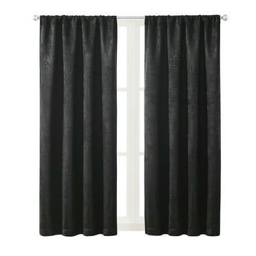 Mainstays Shimmer Rod Pocket Blackout Curtains, Set of 2, Black, 37" W x 54" L