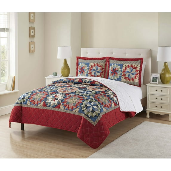 Mainstays Shooting Star Classic Patterned Red Full/Queen Quilt