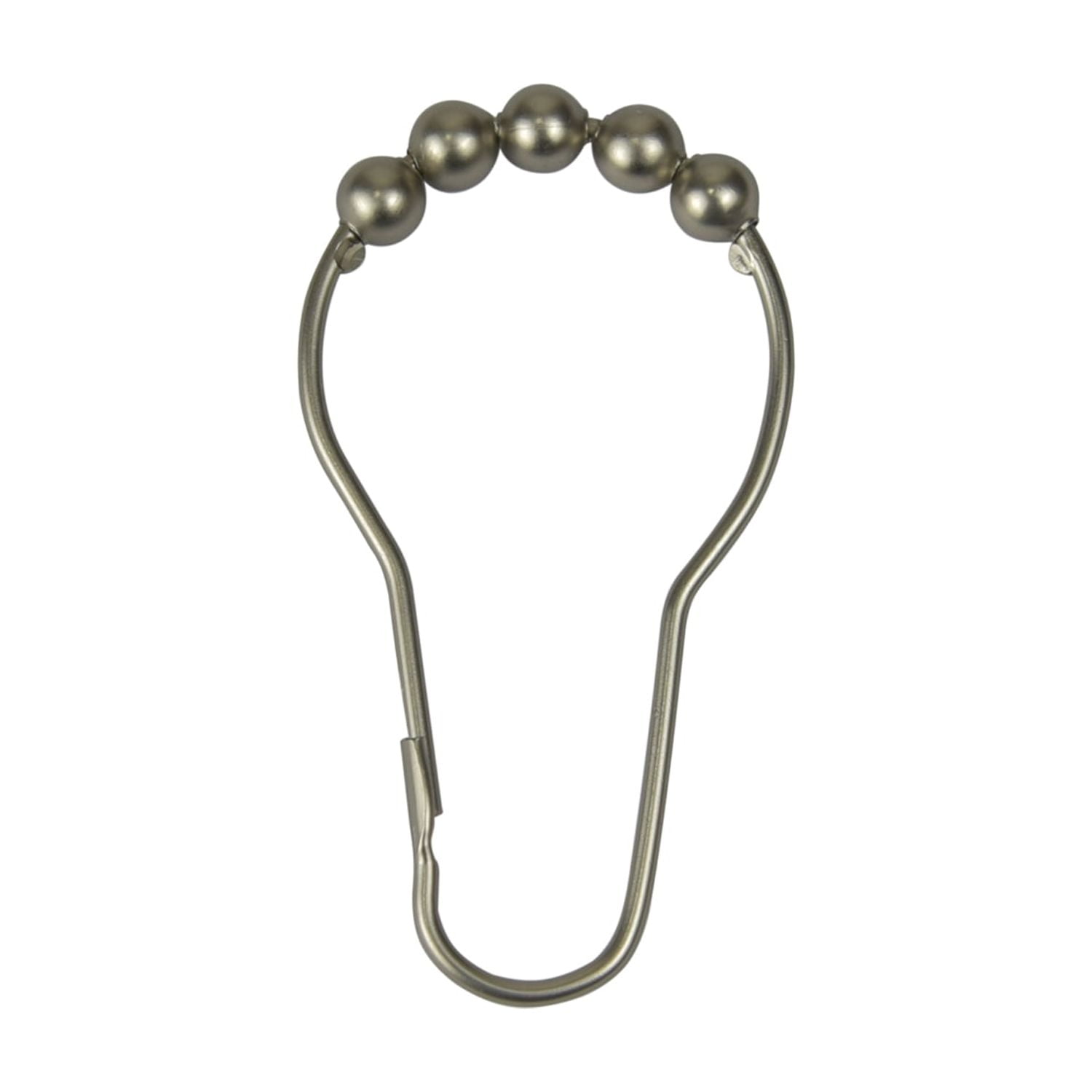 Mainstays Rollerball Shower Curtain Hooks, 12-Piece Set, Brushed Nickel