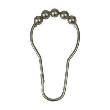 Mainstays, Shower Curtain Rollerball Hooks, 12Piece/Set, 100% Iron, Brushed Nickel