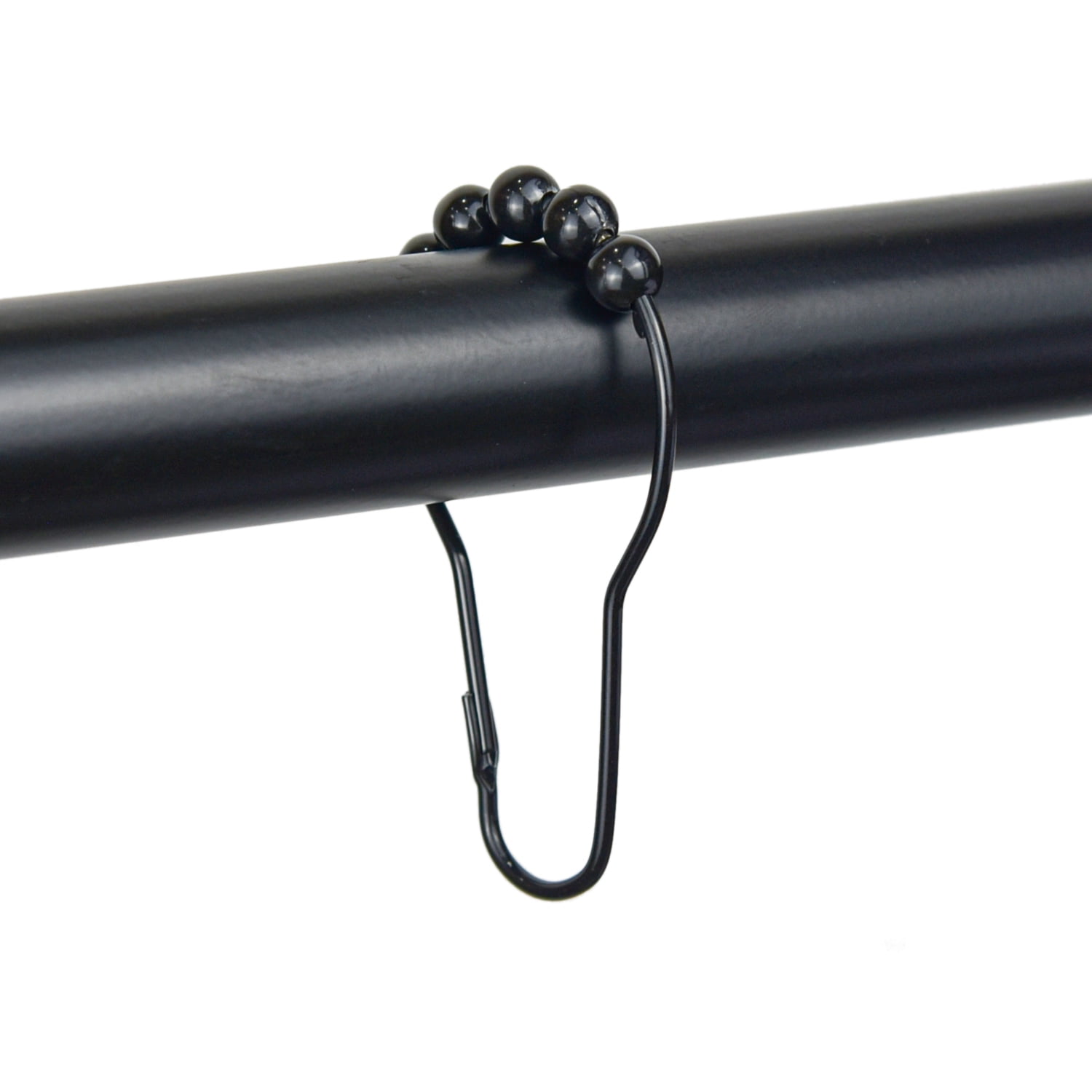 Mainstays, Shower Curtain Rollerball Hooks, Black, 12Piece/Set, 100% Iron