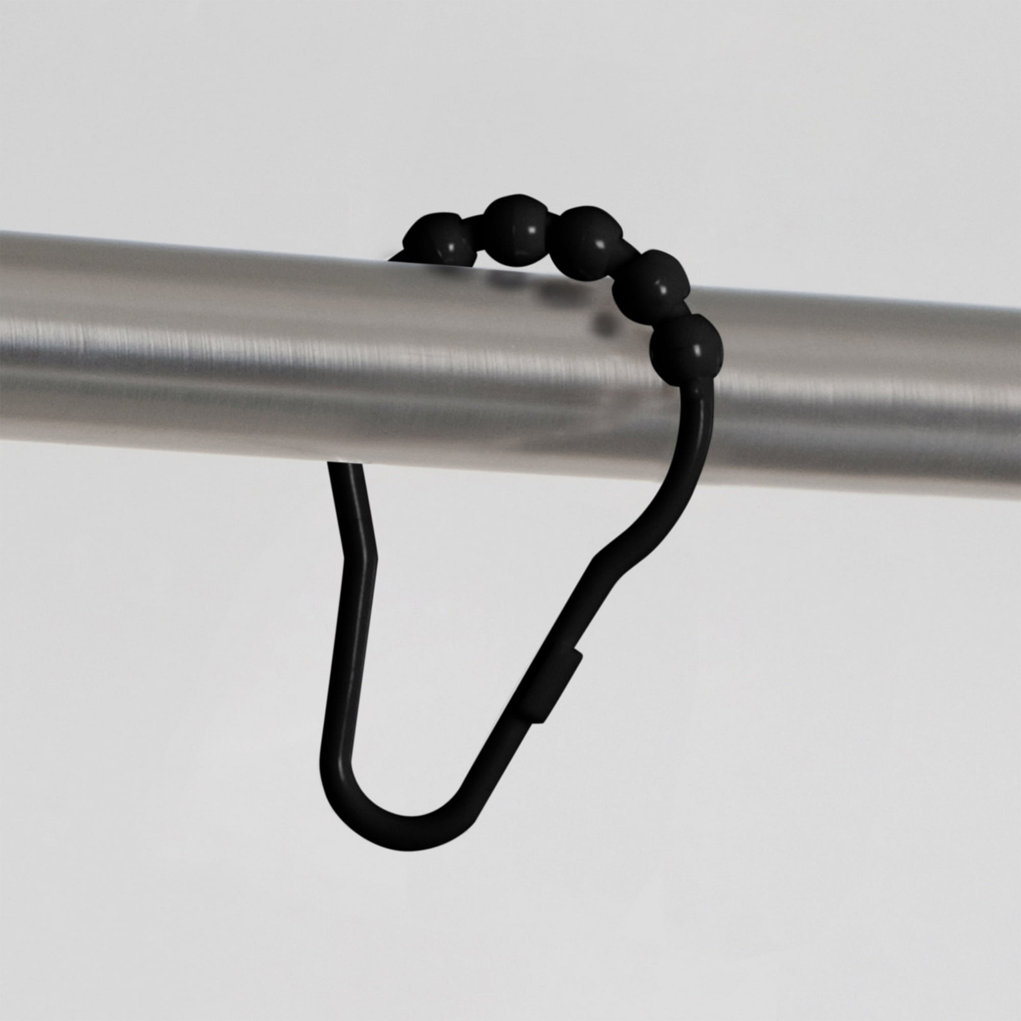 Mainstays Shower Curtain Rollerball Hooks, Easy Gliding, Black, Set of 12