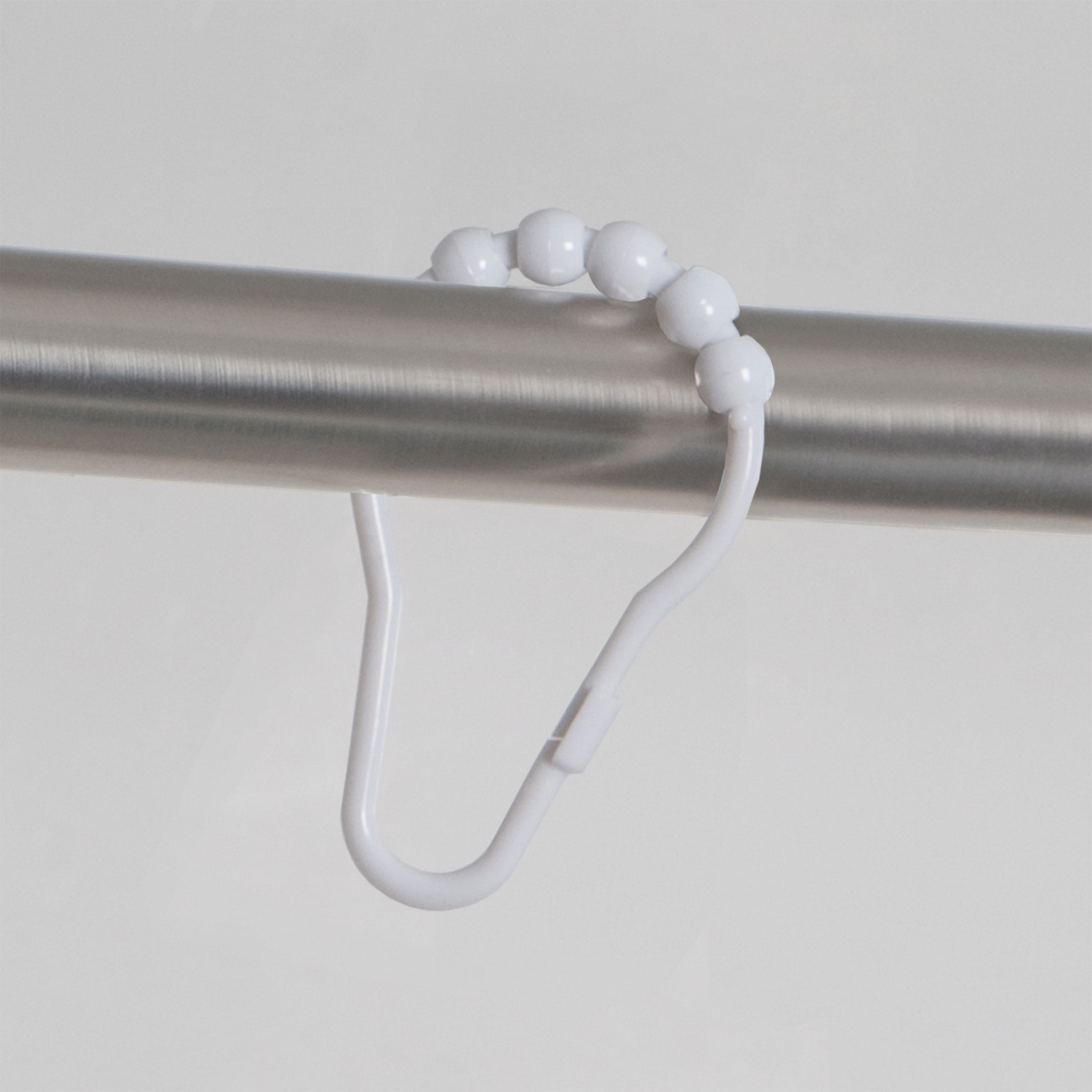 Mainstays Shower Curtain Rollerball Hooks, Easy Gliding, White, Set of 12