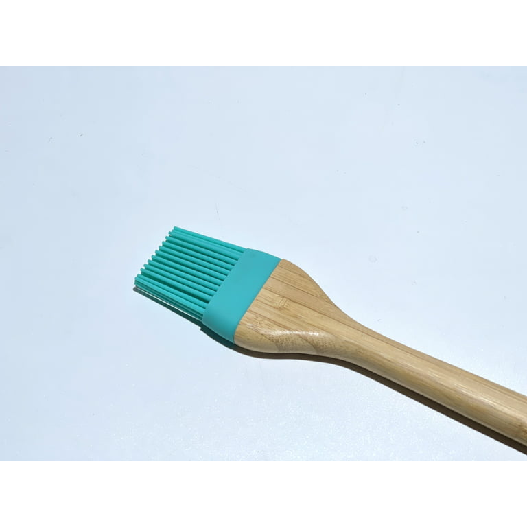 Mainstays Silicone Basting Brush with Bamboo Handle, Blue Color, and  Natural Bamboo Color
