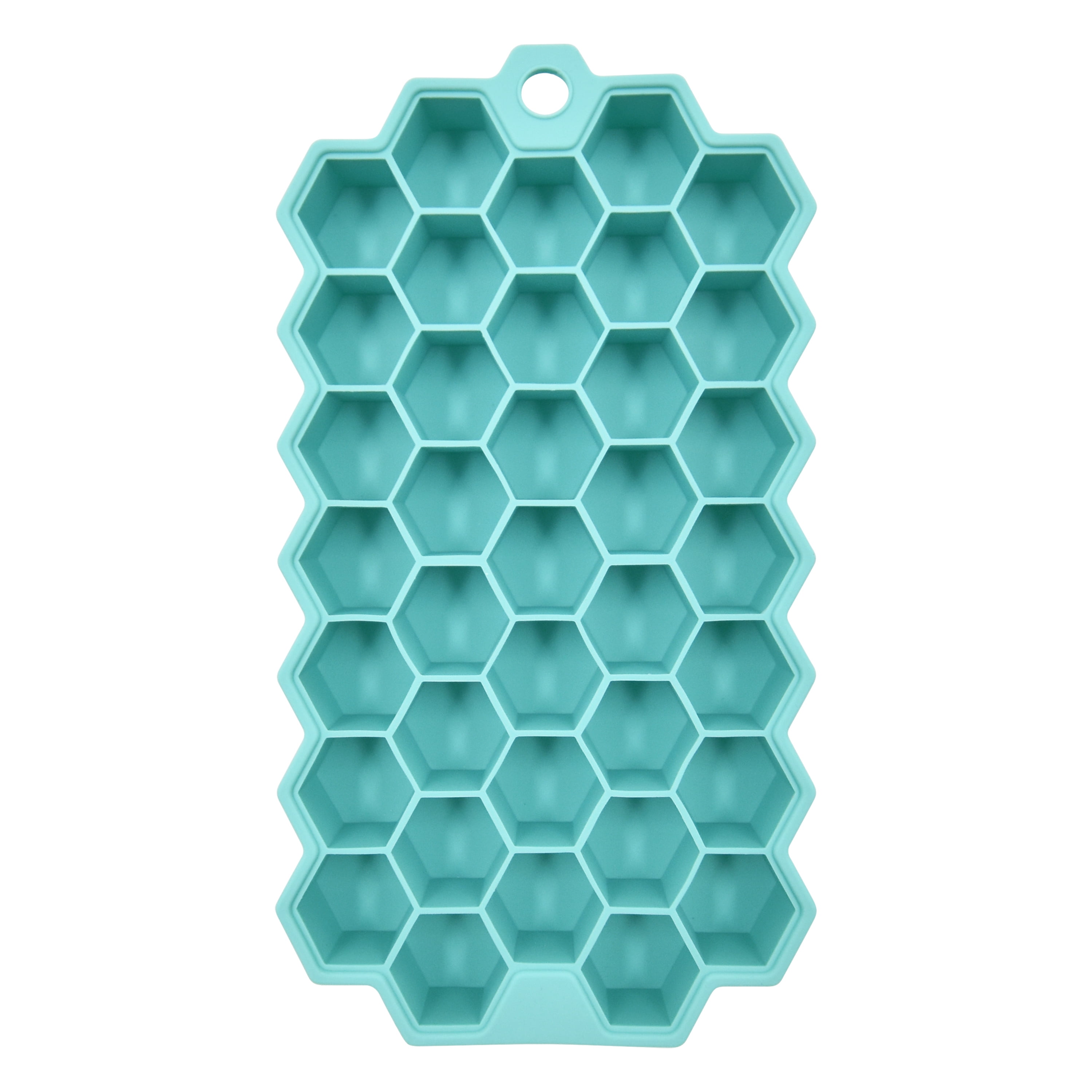 Mainstays, Ice Cube Tray, Silicone Hexagon Ice Tray, Aqua, silicone, suitable for organized drink storage.