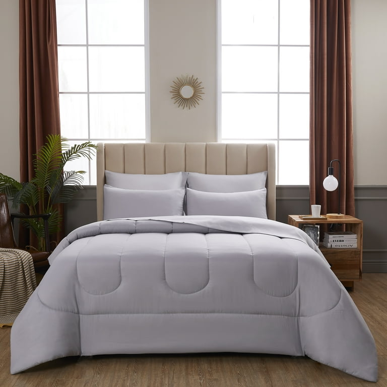 Mainstays Silver 8 Piece Bed in a Bag Comforter Set With Sheets Queen Walmart