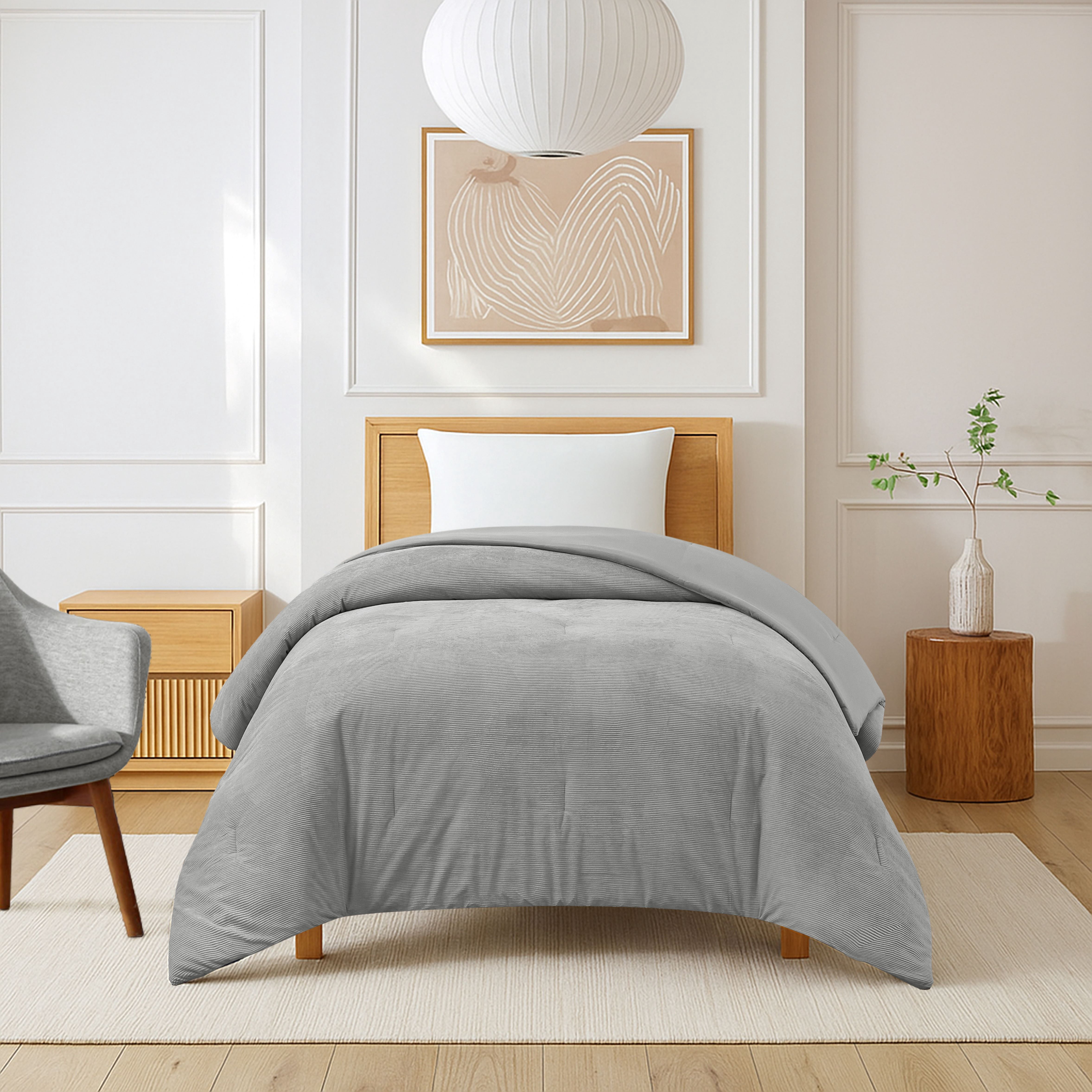 Mainstays Silver Corduroy Comforter for Adults, Twin XL