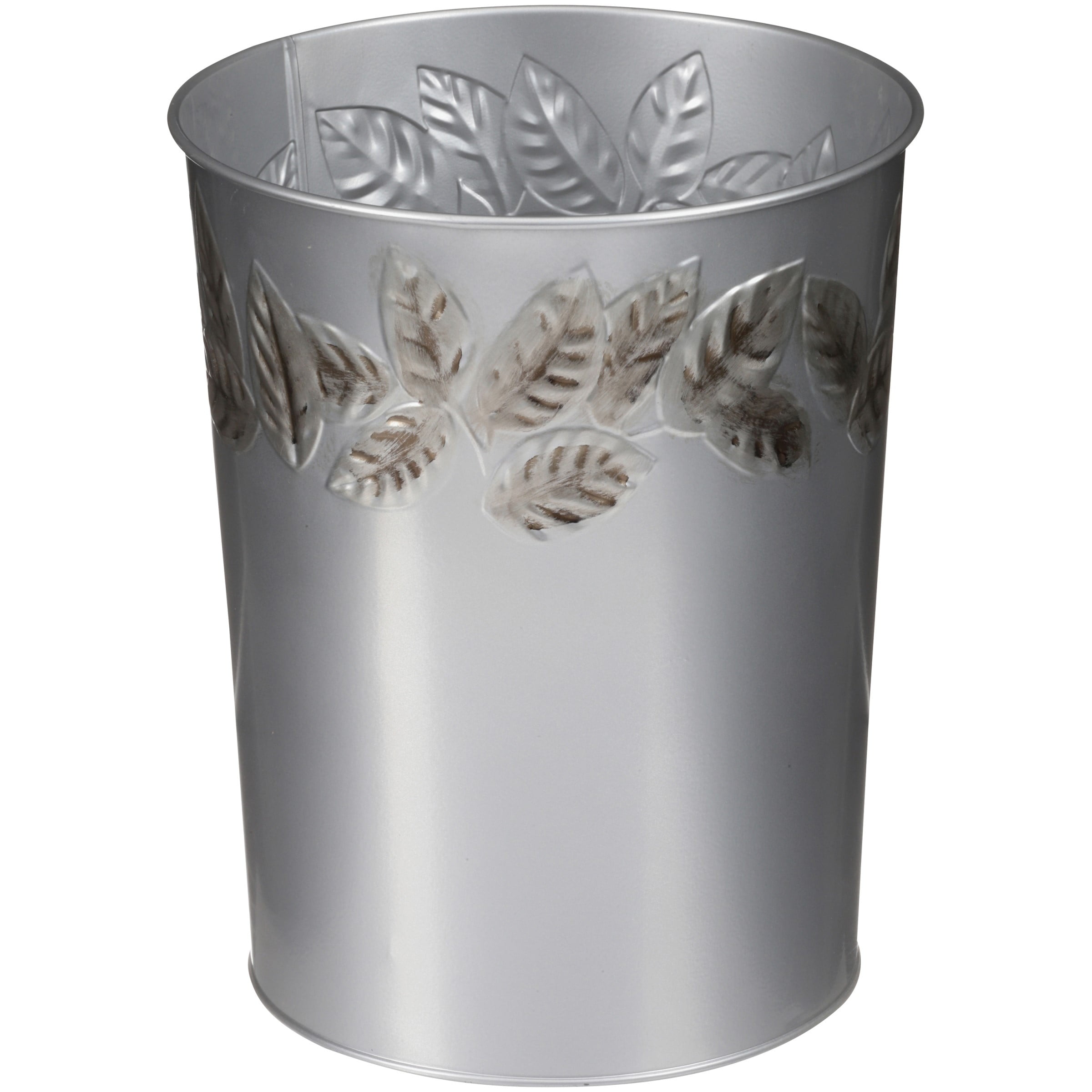 Mainstays Silver Leaves Bathroom Trash Can, 1 Each