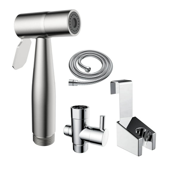 Mainstays Silver Stainless Steel Handheld Bidet Sprayer Set for Personal Hygiene