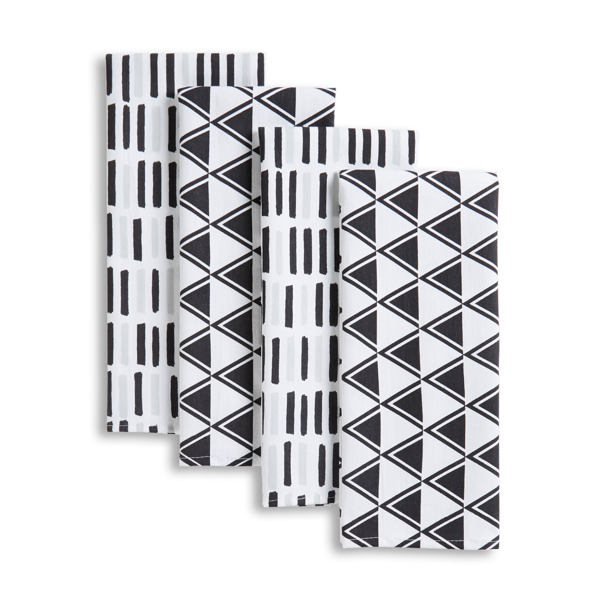 Mainstays Simple Geo Kitchen Towel Set, Black, 4 Piece