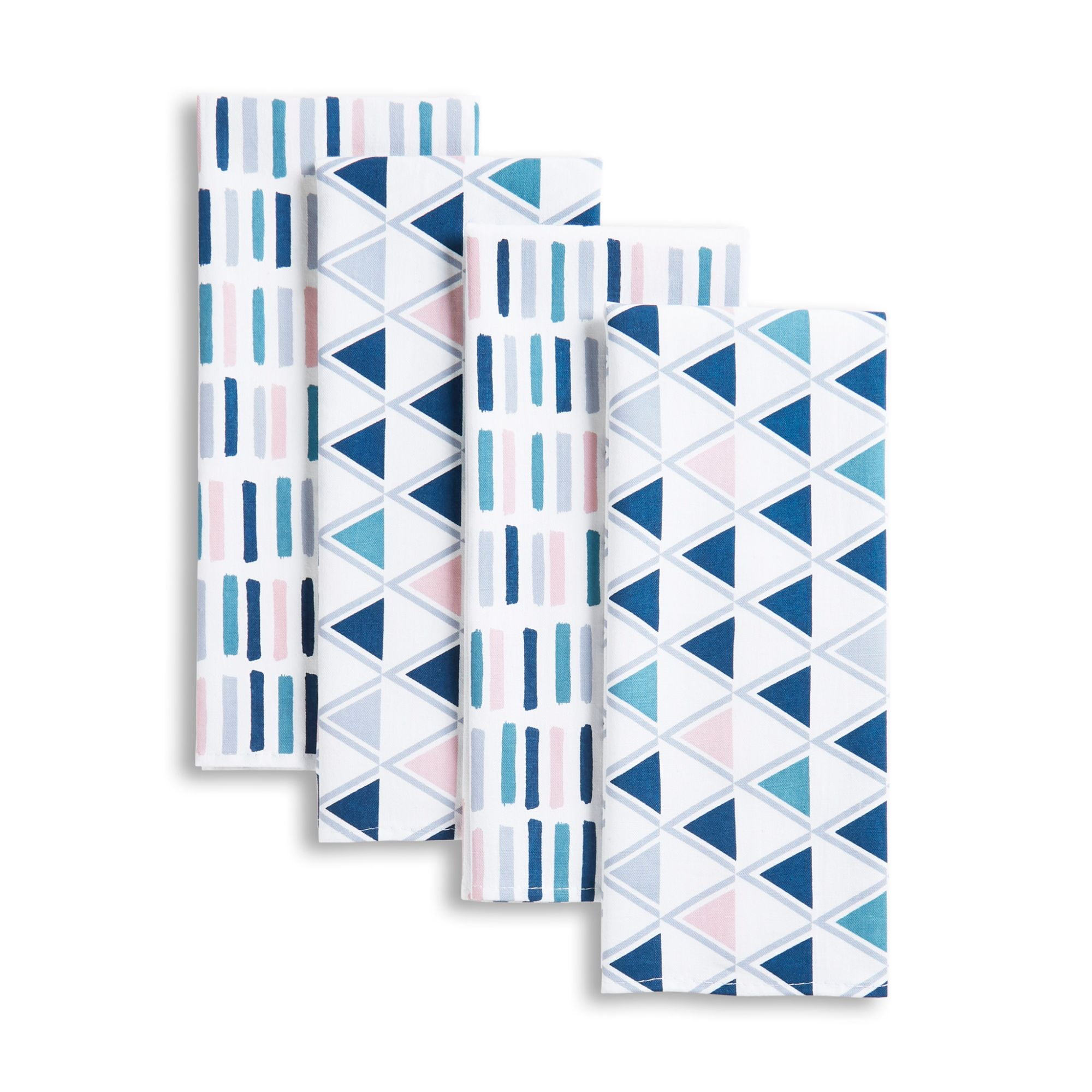 Mainstays Simple Geo Kitchen Towel Set, Blue, 4 Piece