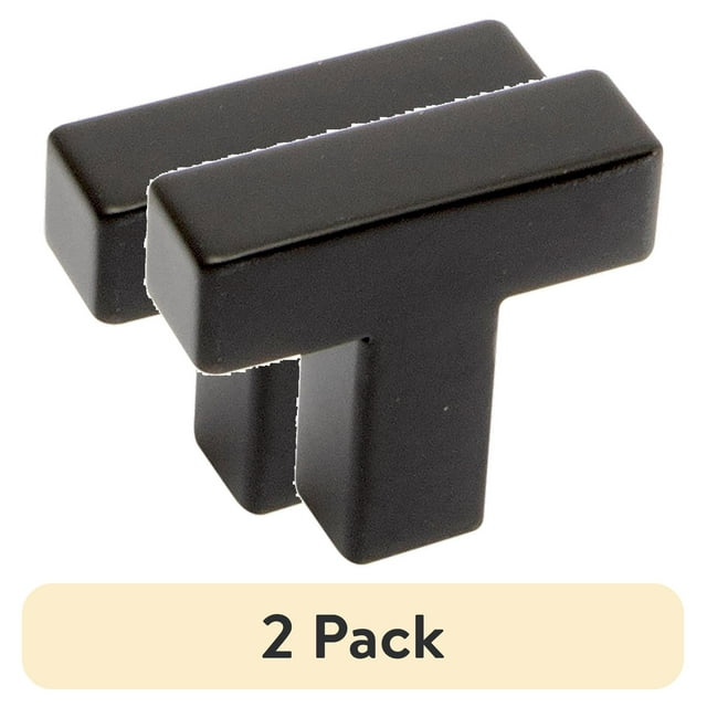 (2 pack) Mainstays Simple Modern Square 1-1/4 in. (32 mm) Matte Black Cabinet Bar Knob (2-Pack)