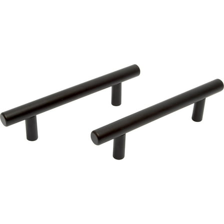 Mainstays Simple Round 3 in. (76 mm) Matte Black Cabinet Drawer Bar Pull (2-Pack)