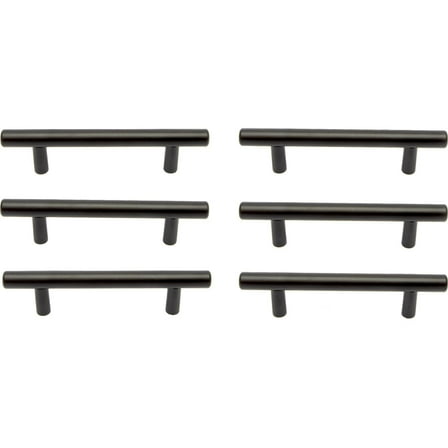 Mainstays Simple Round 3 in. (76 mm) Matte Black Cabinet Drawer Bar Pull (6-Pack)