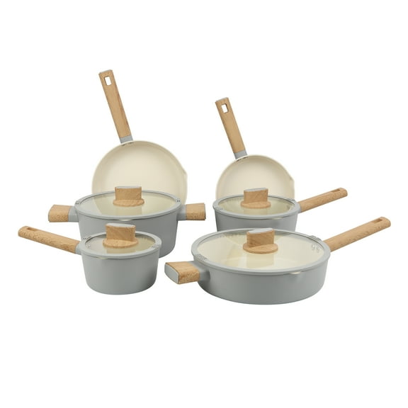 Mainstays Simplicity 10 Pcs Aluminum Nonstick Ceramic Cookware Set Sil