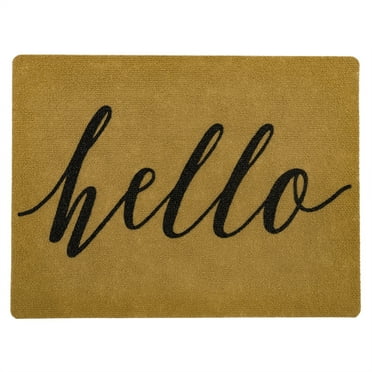 Mainstays Sincere Hello Polyester Indoor/Outdoor Doormat, Tan, 18" x 24"