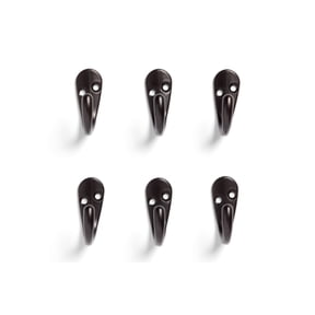 Mainstays, Bronze Finish Metal Hooks, Clutter-Free Hooks for Hanging Towels and Coats, 10 lbs Capacity, 6 Pack