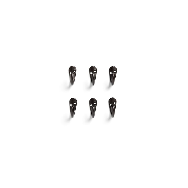 Mainstays Bronze Finish Metal Hooks Set of 6, 10 lbs Capacity Wall