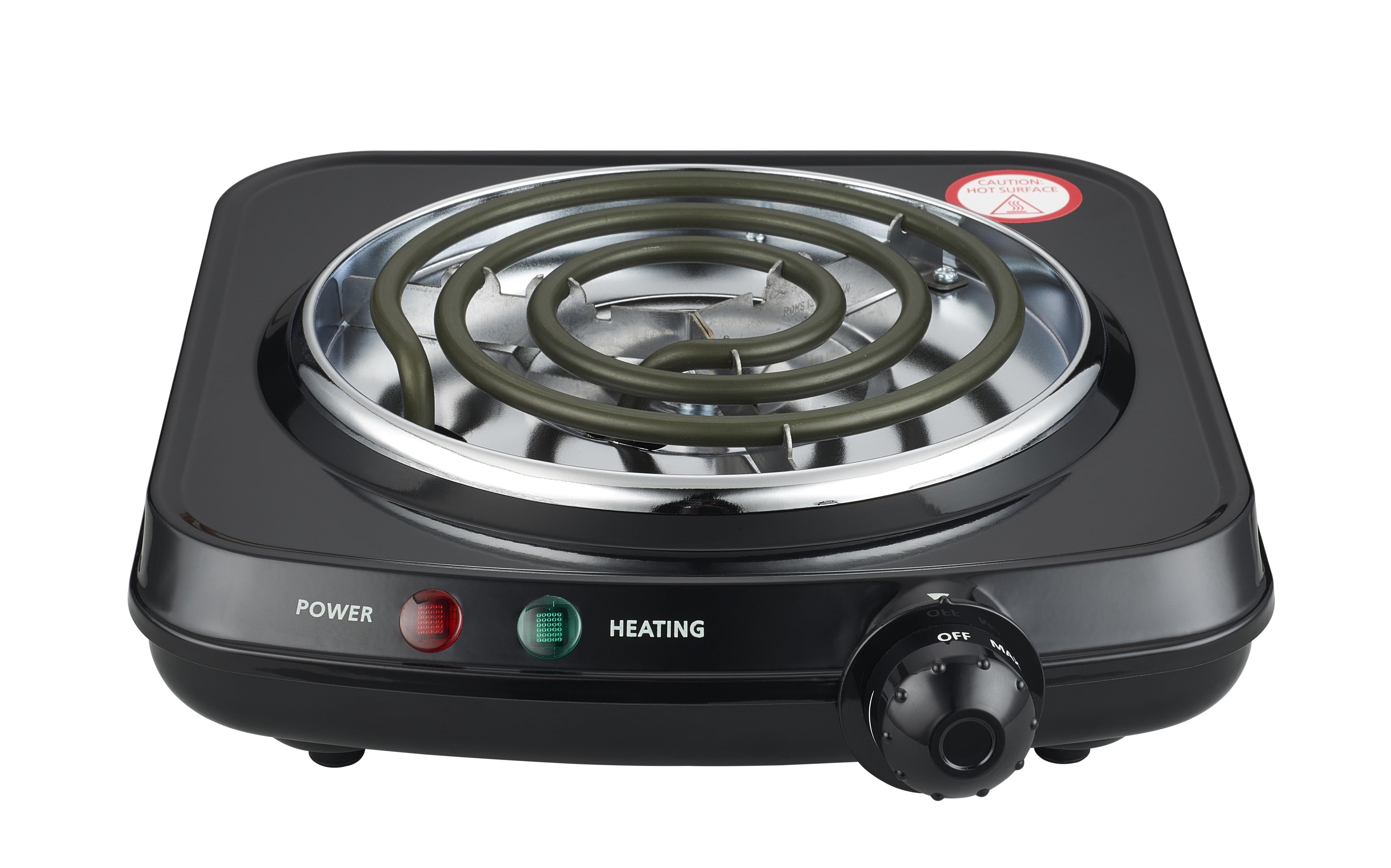 Mainstays Single Coil Electric Burner and Hot Plate, 1100W, Black