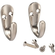 Mainstays, Single Satin Nickel Hooks, 2 Pack, Mounting Hardware Included, 10 lb Working Limit