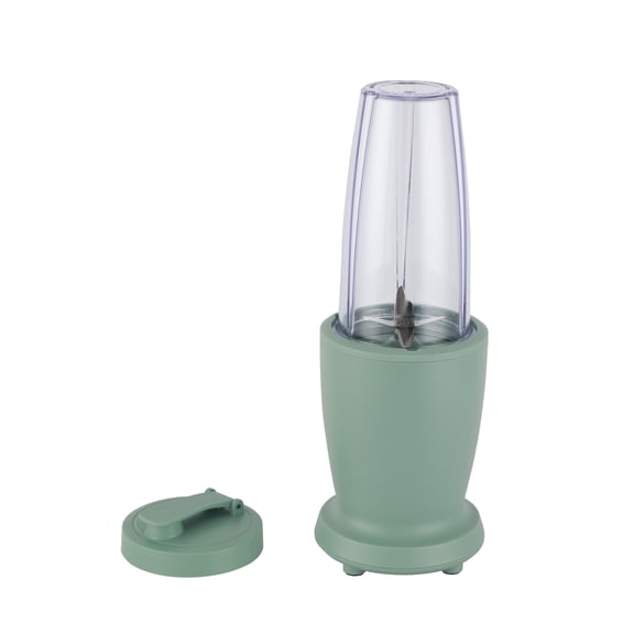 Mainstays Single Serve Blender, Sage Green, 300W, with 1 Tumbler (18oz; AS), 1 Drinking Lid, Stainless Steel Blade