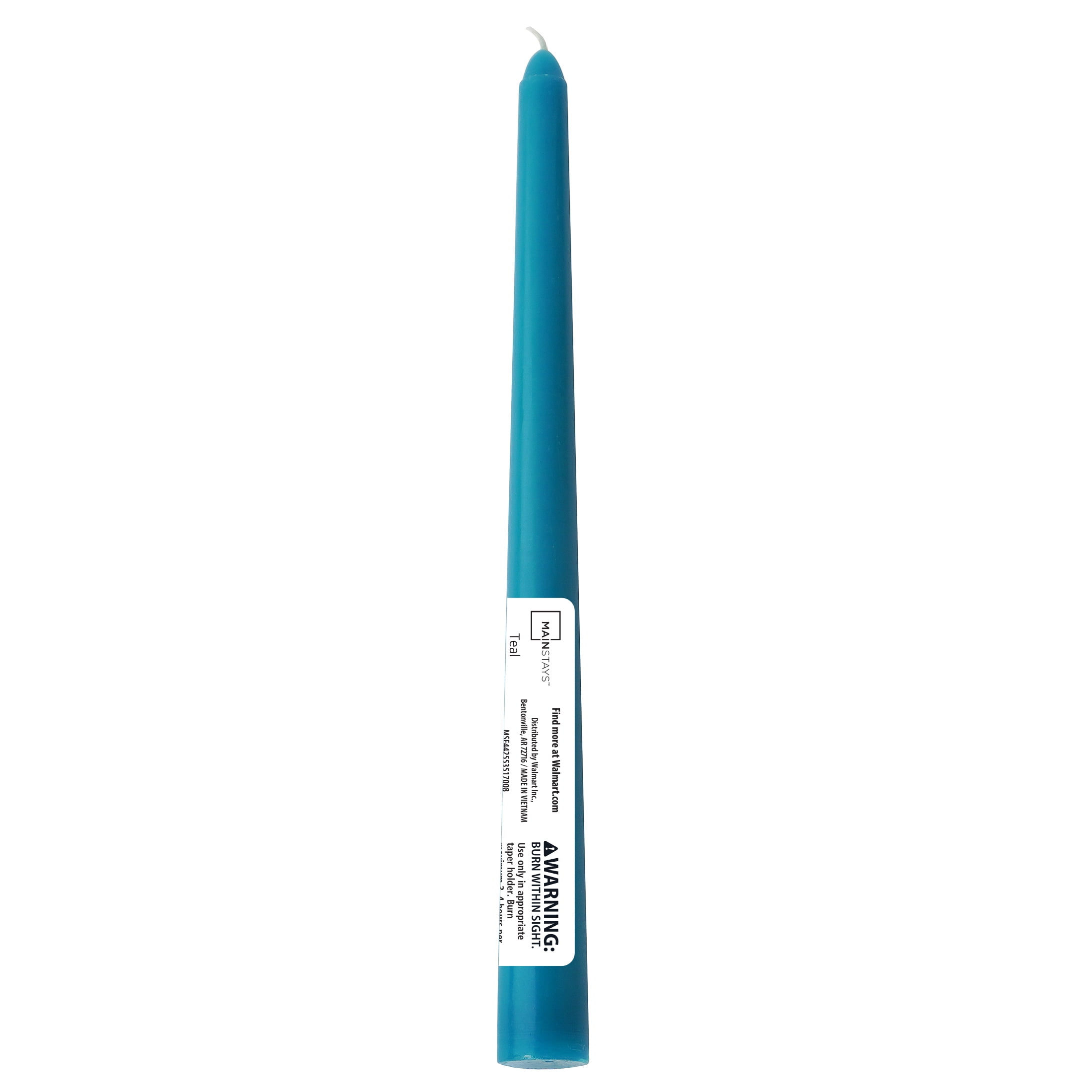 Mainstays Single Wick 10" Taper Candle, Unscented, Teal
