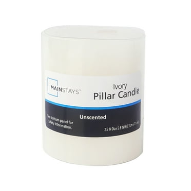 Mainstays Single Wick 2.5" x 2.8" Pillar Candle, Unscented, Ivory