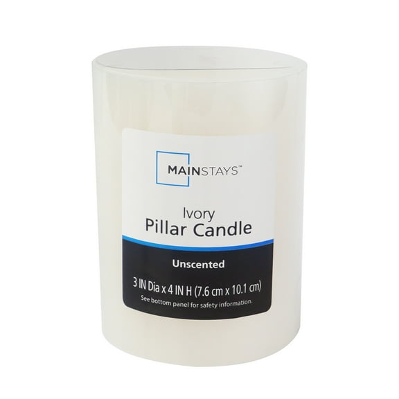 Mainstays Single Wick 3" x 4" Pillar Candle, Unscented, Ivory