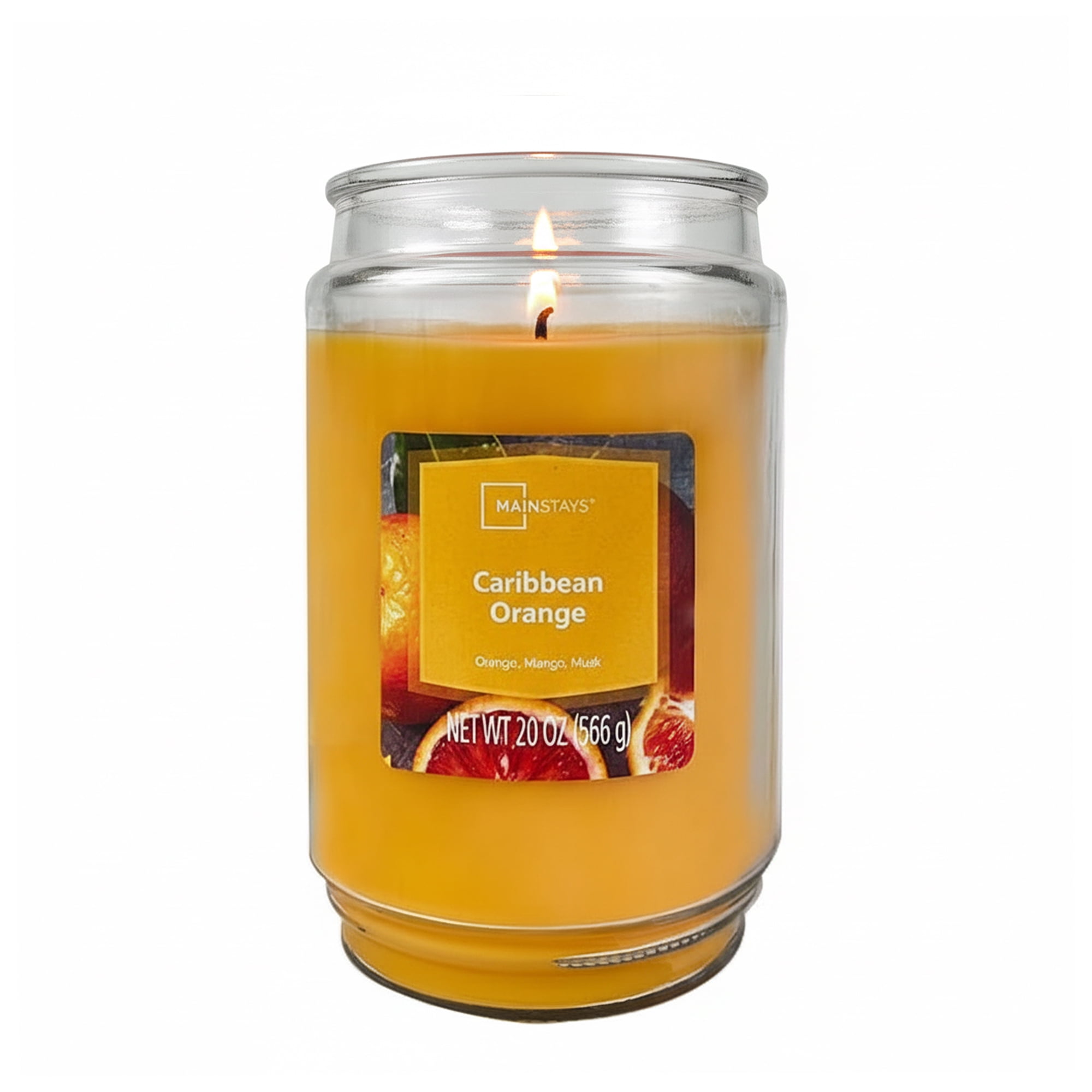 Mainstays Single-Wick Scented Glass Jar Candle, Caribbean Orange, 20oz.