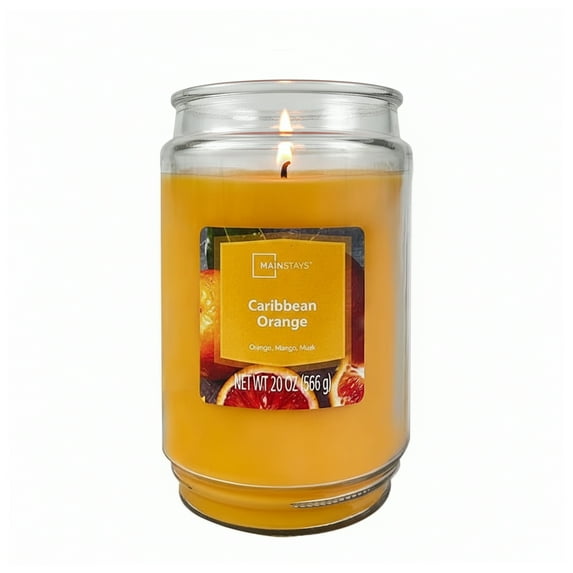 Mainstays Single-Wick Scented Glass Jar Candle, Caribbean Orange, 20oz.