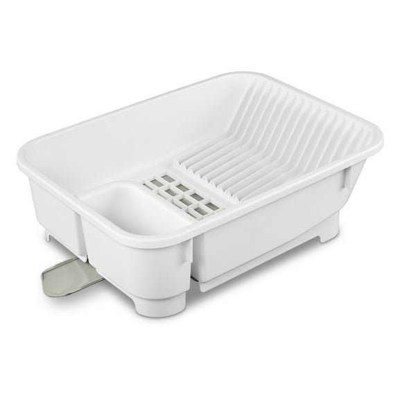 Mainstays Kitchen Sink Organizer Set with Self-Draining Caddy, Soap Dispenser, Sponge Holder and Retractable Spout for Sink Storage, White