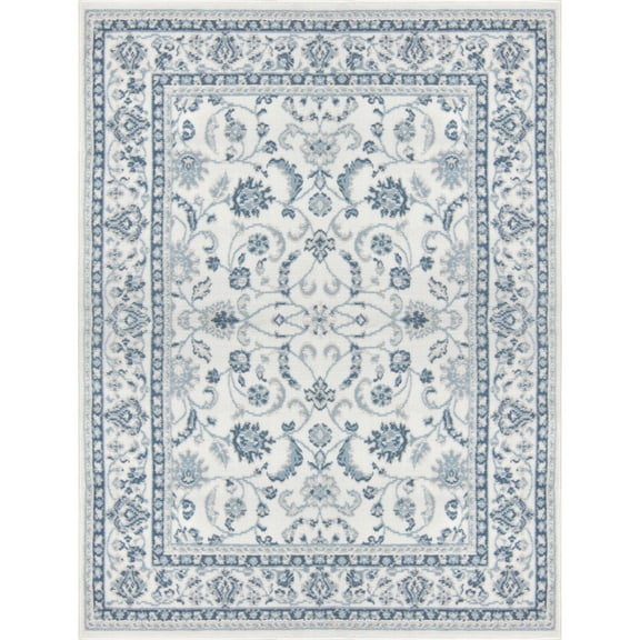 Mainstays Slate Blue Floral, Indoor Area Rug, 4'11" x 6'6"