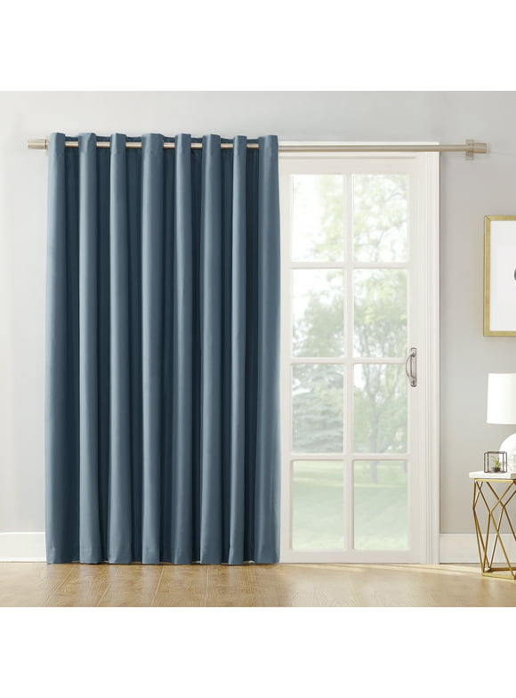 Mainstays Sliding Glass Door Thermal Lined Room Darkening Grommet Curtain Panel, 100" x 84" in Blue