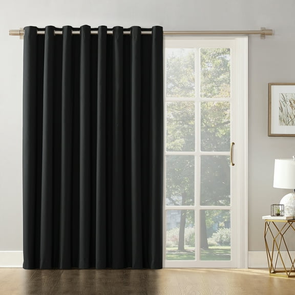 Mainstays Thermal Lined Room Darkening Sliding Glass Door Grommet Curtain Panel, 100" x 84", Black