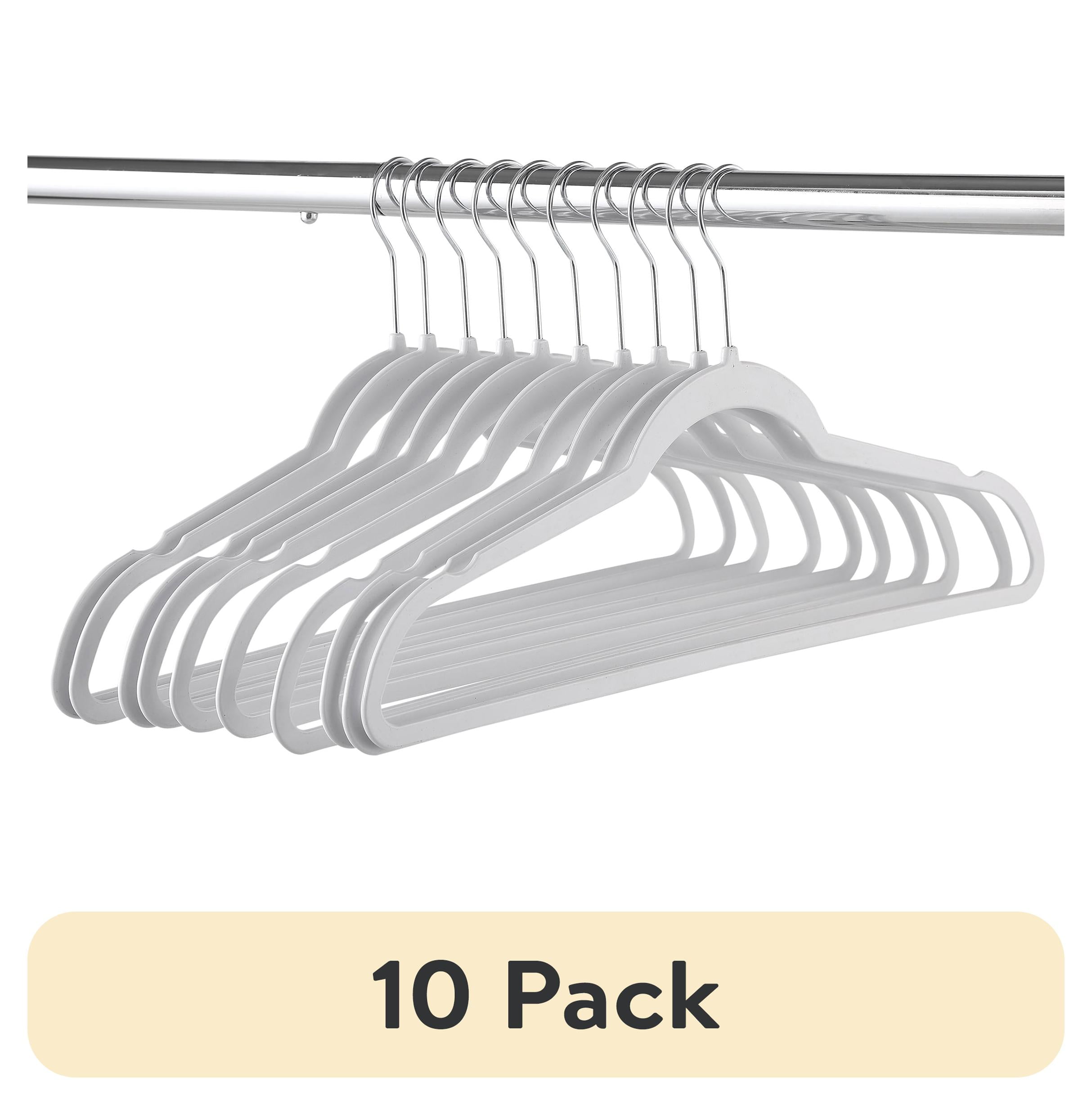 (10 pack) Mainstays Slim Clothes Hangers, 10 Pack, White, Durable