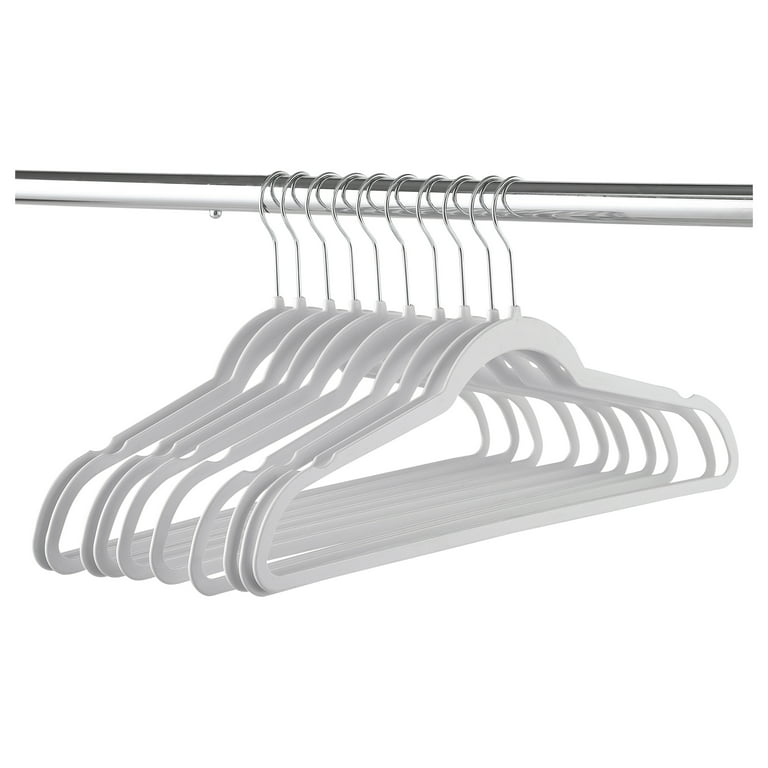 Mainstays Slim Clothes Hangers, 10 Pack, White, Durable Plastic, Space  Saving 