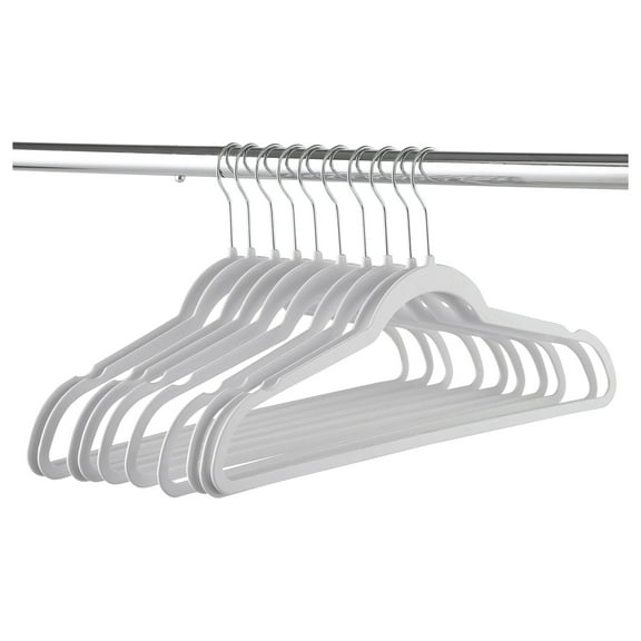 Mainstays Slim Clothes Hangers for Adult, 10 Pack, White, Durable Plastic, Space Saving