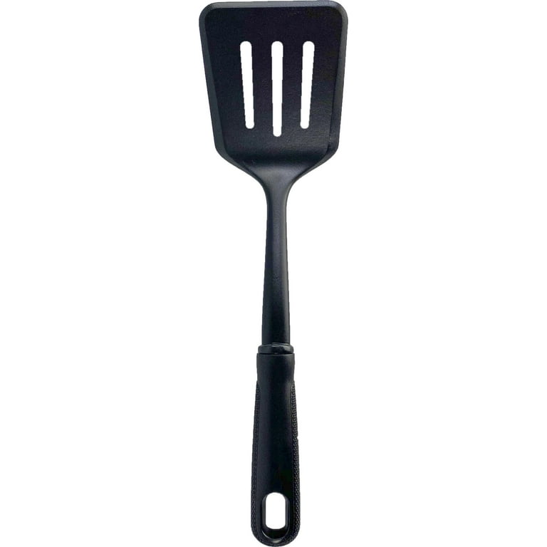 12'' Black Nylon Slotted Spatula Stainless Steel Handle Kitchen Tools