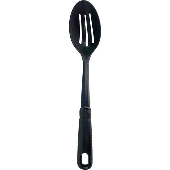 Mainstays Slotted Plastic Straining Spoon, Soft-Grip Black Handle, Nylon Head