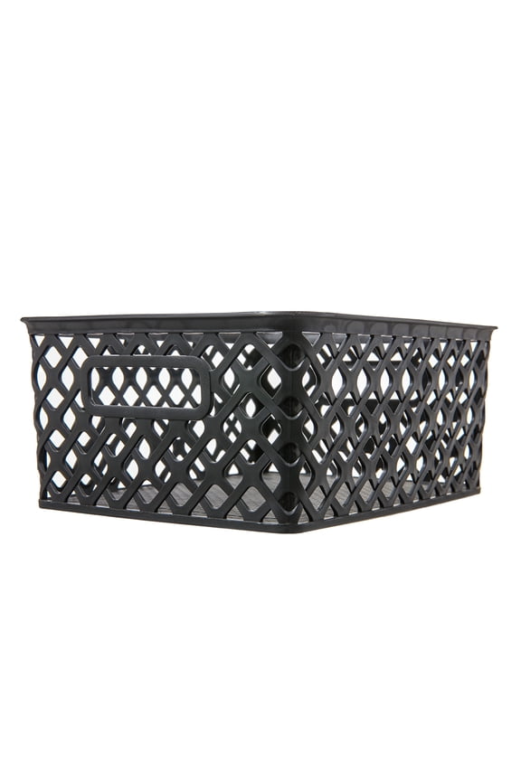 Freestanding Diamond Weave Plastic Decorative Baskets, Nested, Set of 1