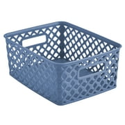 Mainstays Small Blue Decorative Plastic Storage Basket, 10 in x 8 in x 4 in